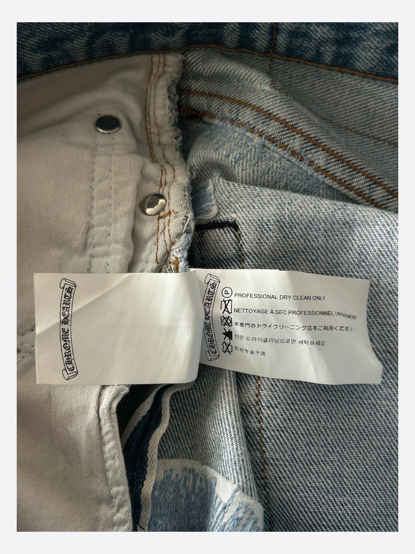 Chrome Hearts Levis Blue & Black Cross Patch Flared Jeans