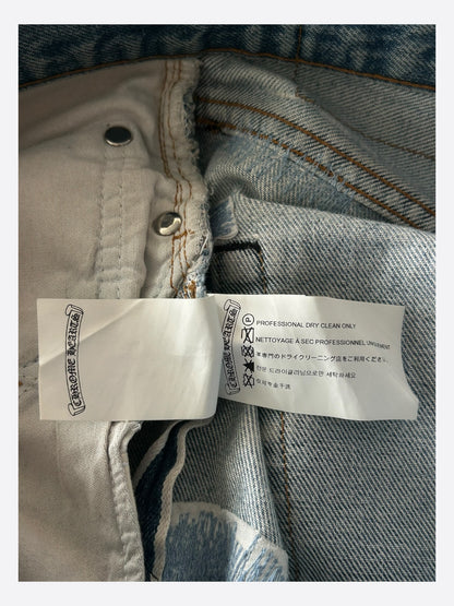 Chrome Hearts Levis Blue & Black Cross Patch Flared Jeans