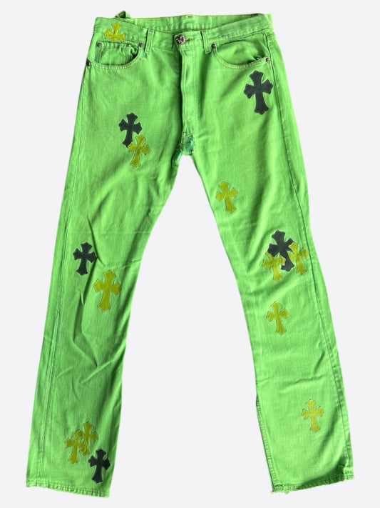 Chrome Hearts Levi's Green & Black Cross Patch Jeans