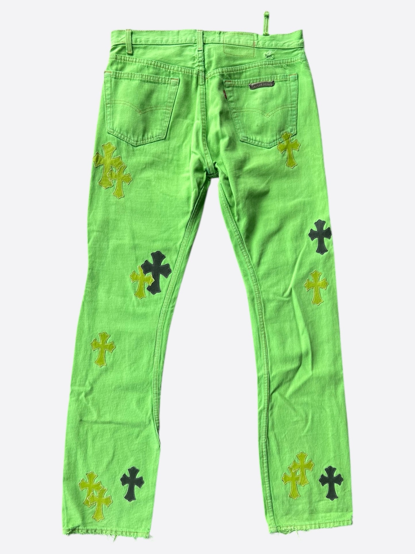 Chrome Hearts Levi's Green & Black Cross Patch Jeans