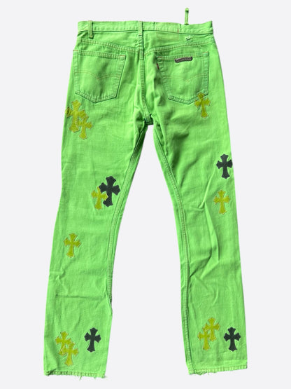 Chrome Hearts Levi's Green & Black Cross Patch Jeans