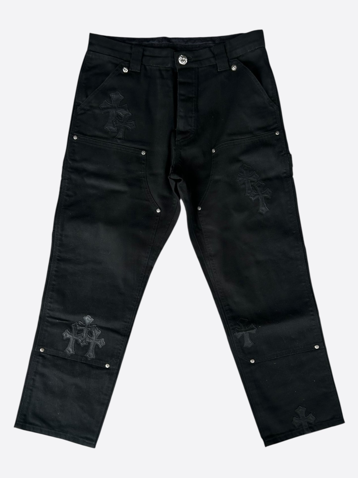 Chrome Hearts Black Cross Patch Carpenter Pants