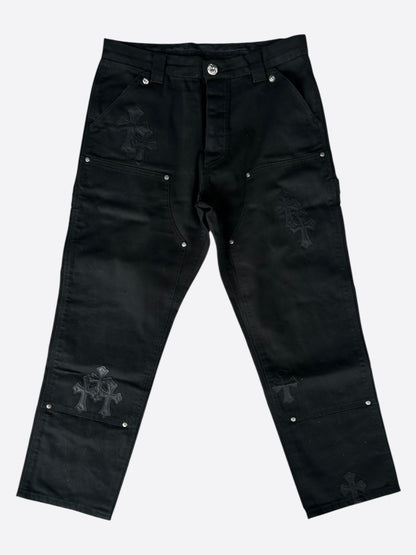 Chrome Hearts Black Cross Patch Carpenter Pants