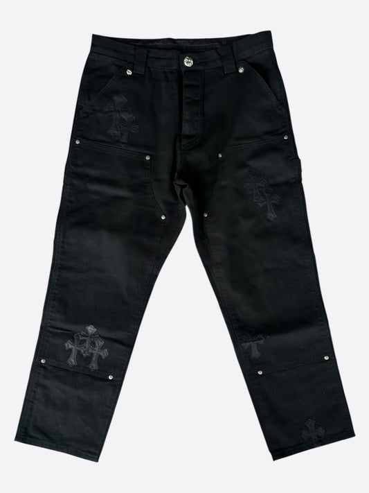 Chrome Hearts Black Cross Patch Carpenter Pants