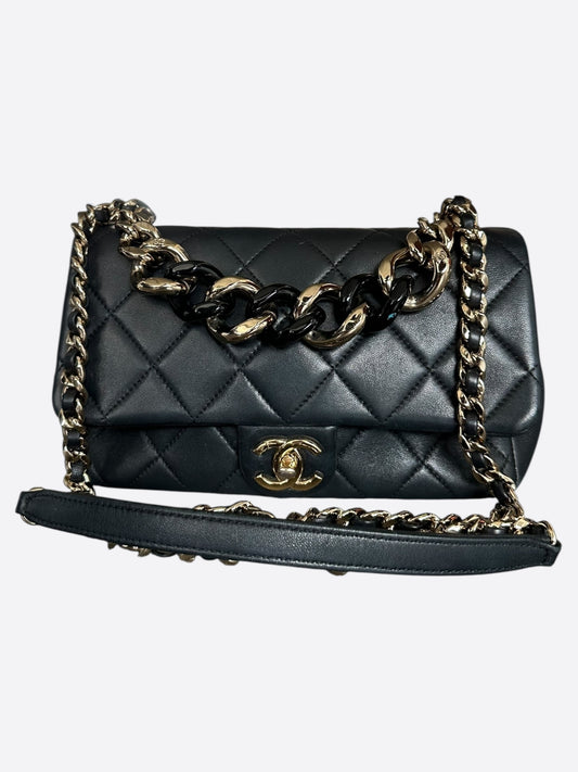 Chanel Black Quilted Lambskin Resin Chain Flap Bag