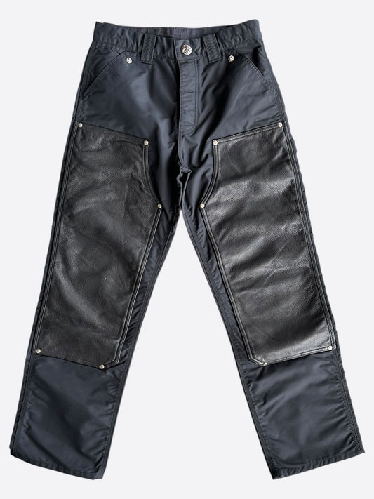 Chrome Hearts Black Nylon & Leather Carpenter Pants