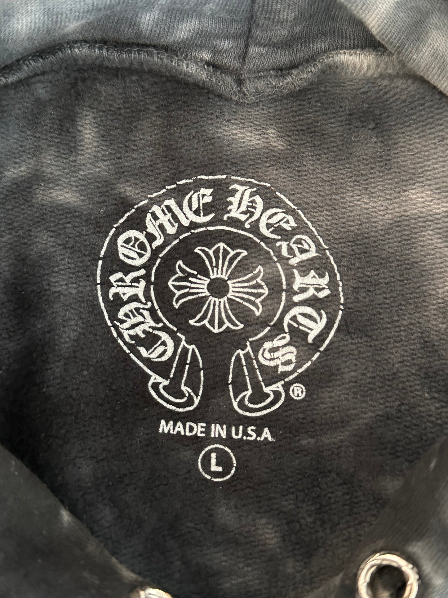 Chrome Hearts Black & White Tie-Dye Horseshoe Logo Hoodie