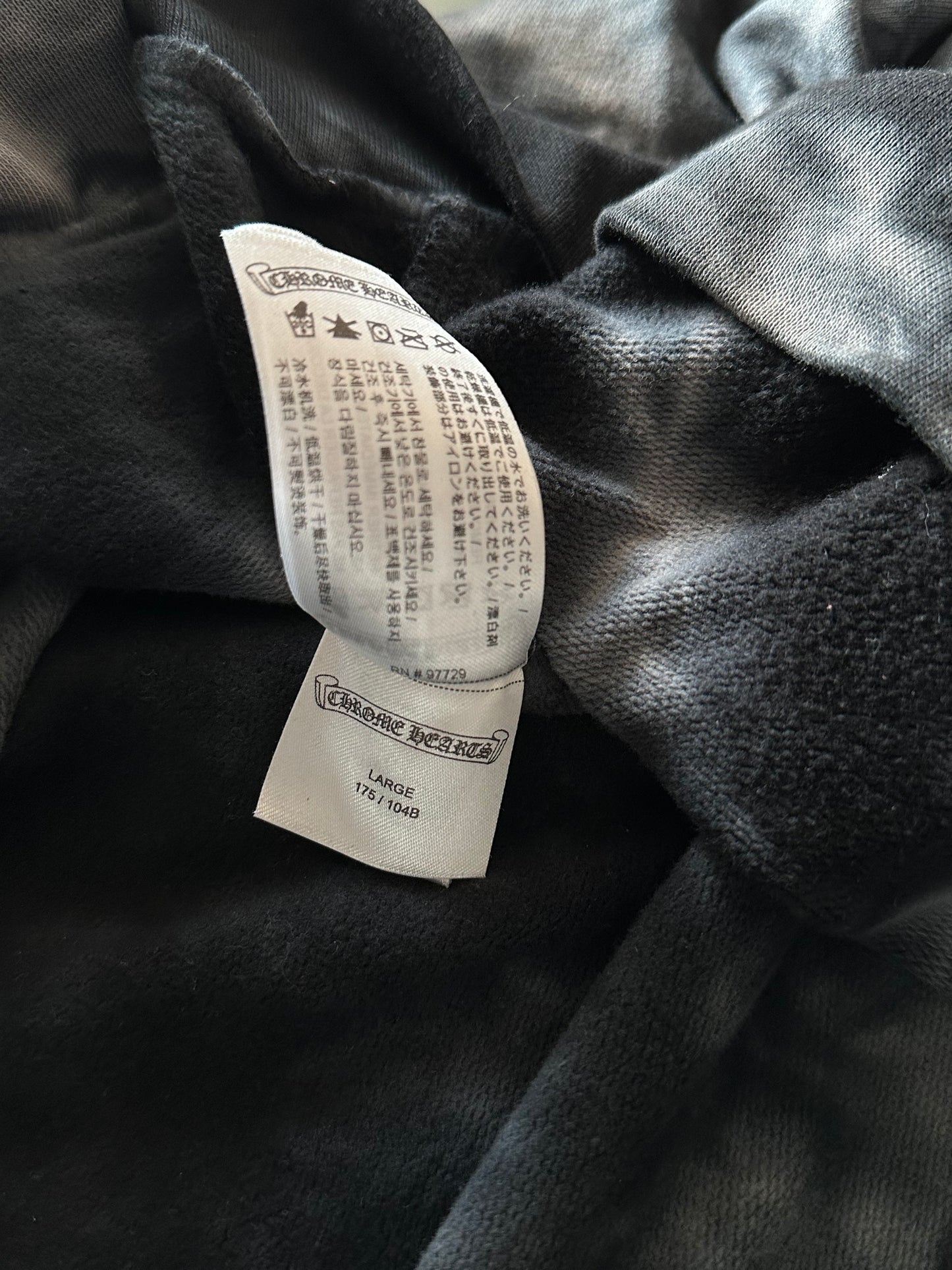 Chrome Hearts Black & White Tie-Dye Horseshoe Logo Hoodie