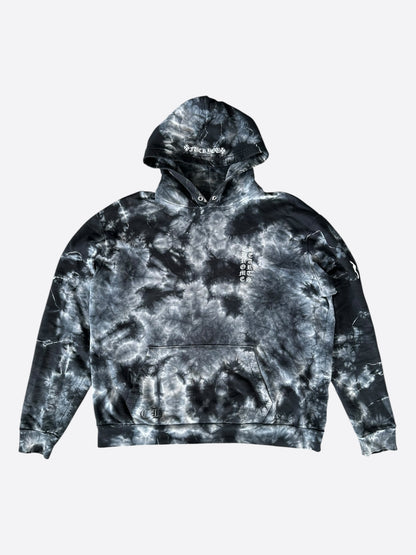 Chrome Hearts Black & White Tie-Dye Horseshoe Logo Hoodie