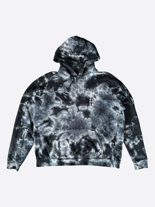 Chrome Hearts Black & White Tie-Dye Horseshoe Logo Hoodie