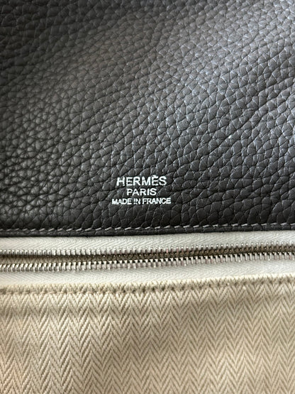 Hermes Black Taurillon Clemence Messenger Bag
