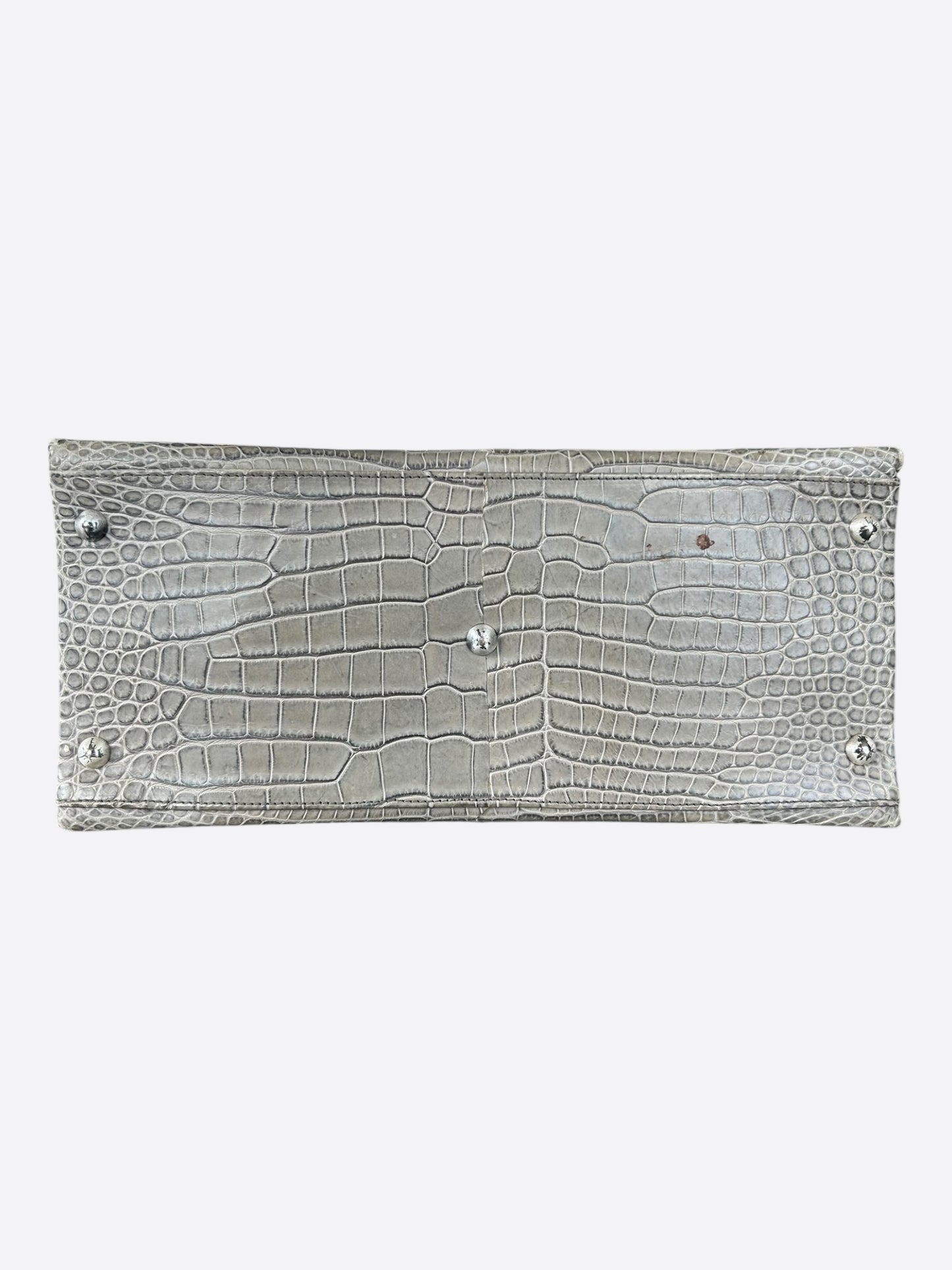 Bottega Veneta Beige Frame Crocodile Top Handle Bag