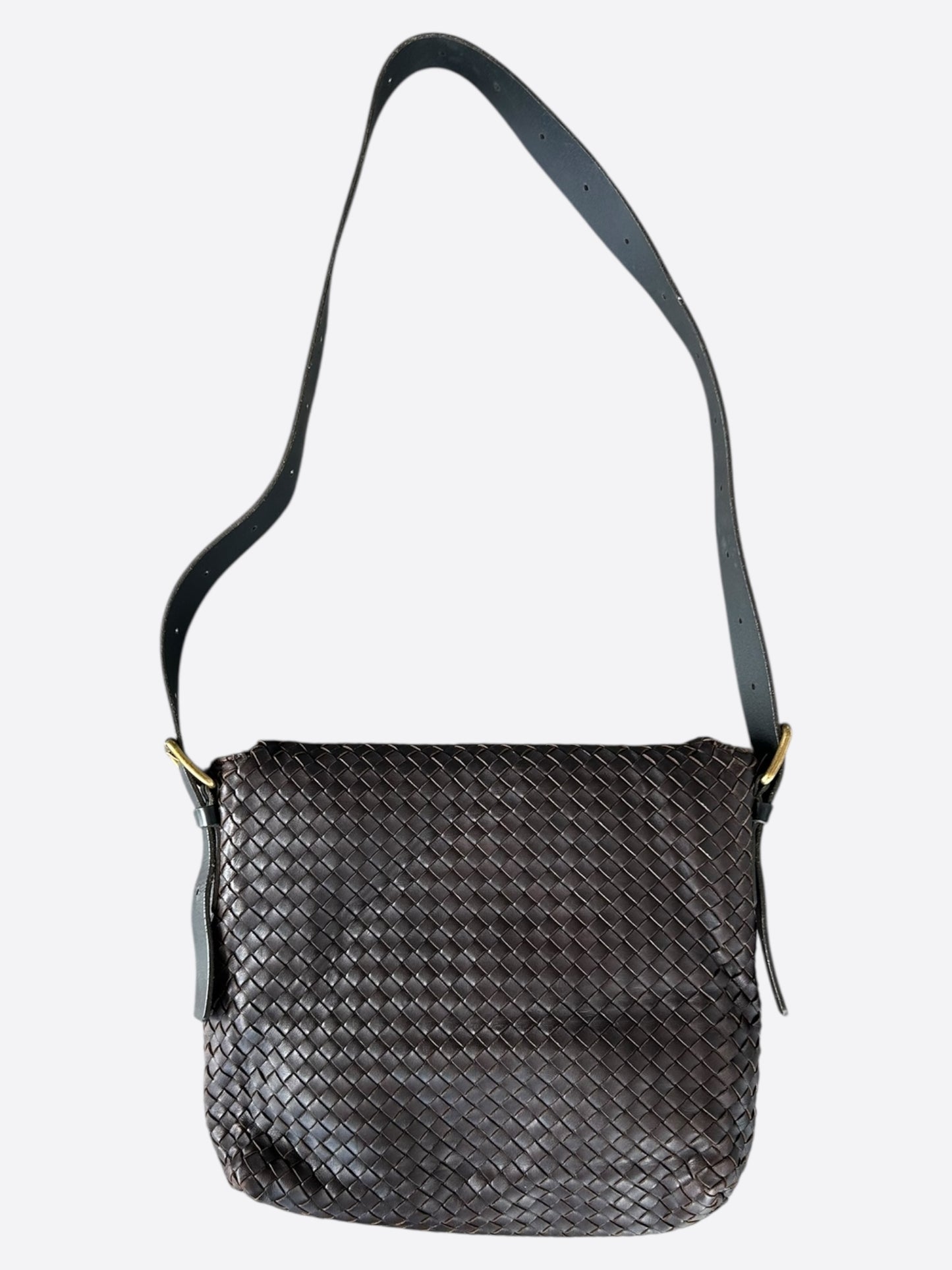 Bottega Veneta Brown Intrecciato Messenger Bag