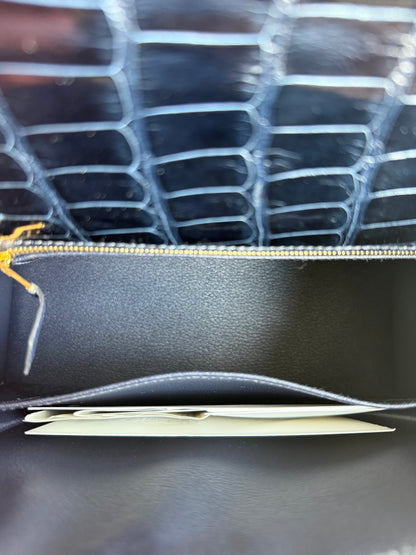 Hermes Bleu Marine & Gold Hardware Alligator Sellier Kelly 25