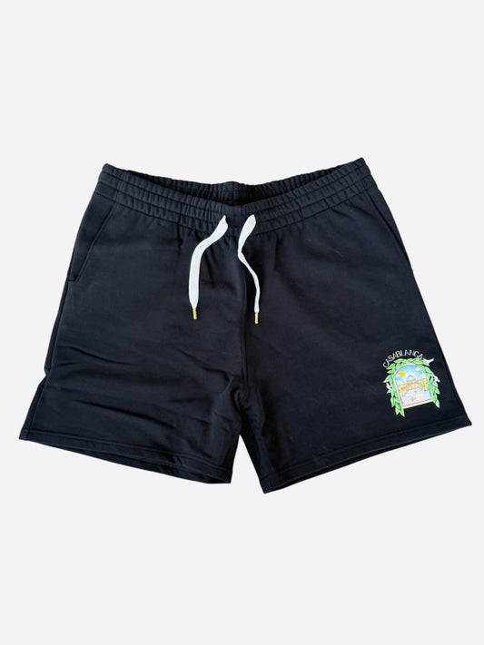 Casablanca Black & Multicolor L'Arch De Tennis Logo Shorts