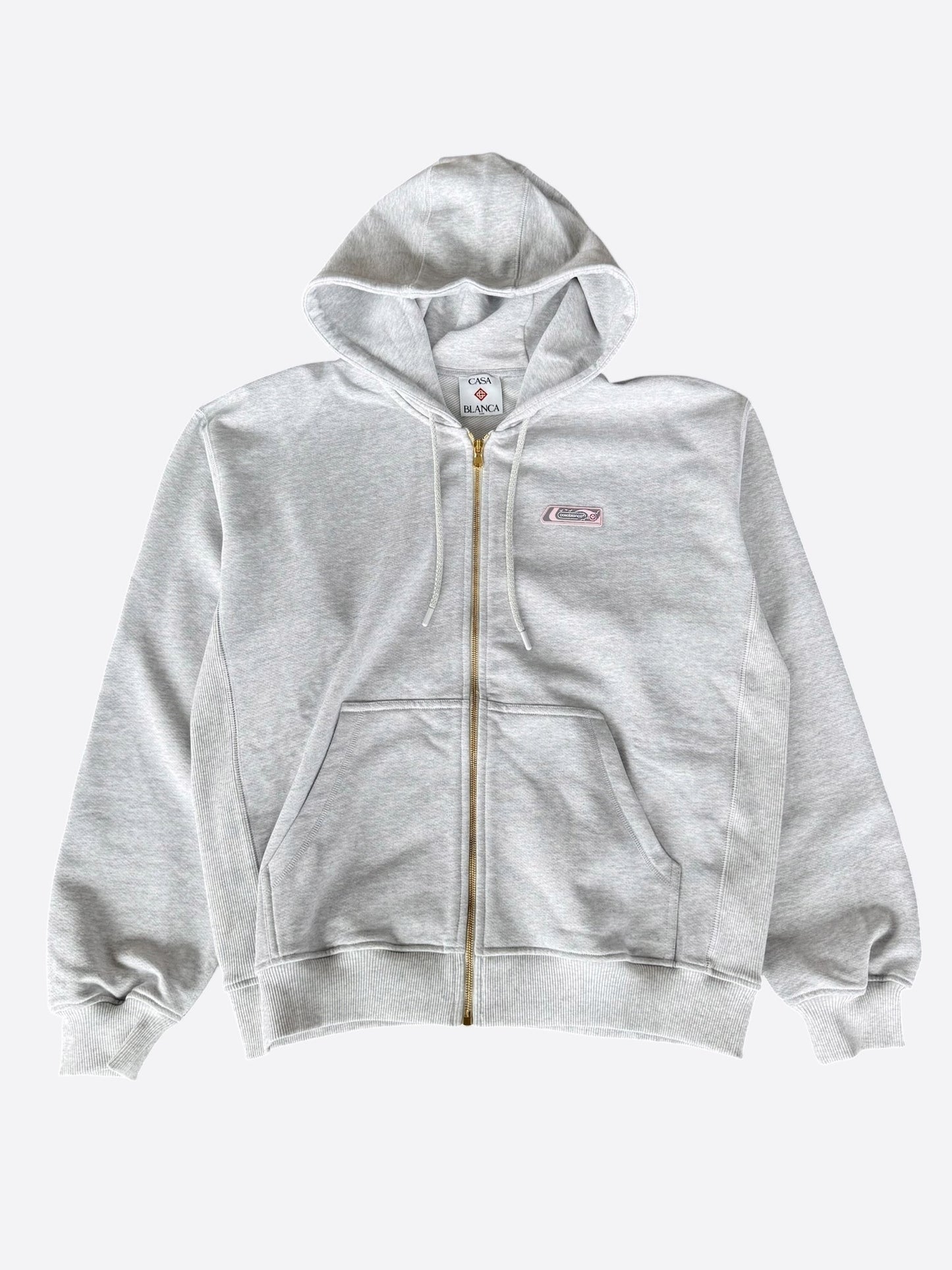 Casablanca Grey Embroidered Logo Zip Up Hoodie