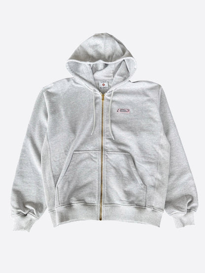 Casablanca Grey Embroidered Logo Zip Up Hoodie