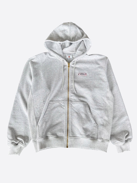 Casablanca Grey Embroidered Logo Zip Up Hoodie
