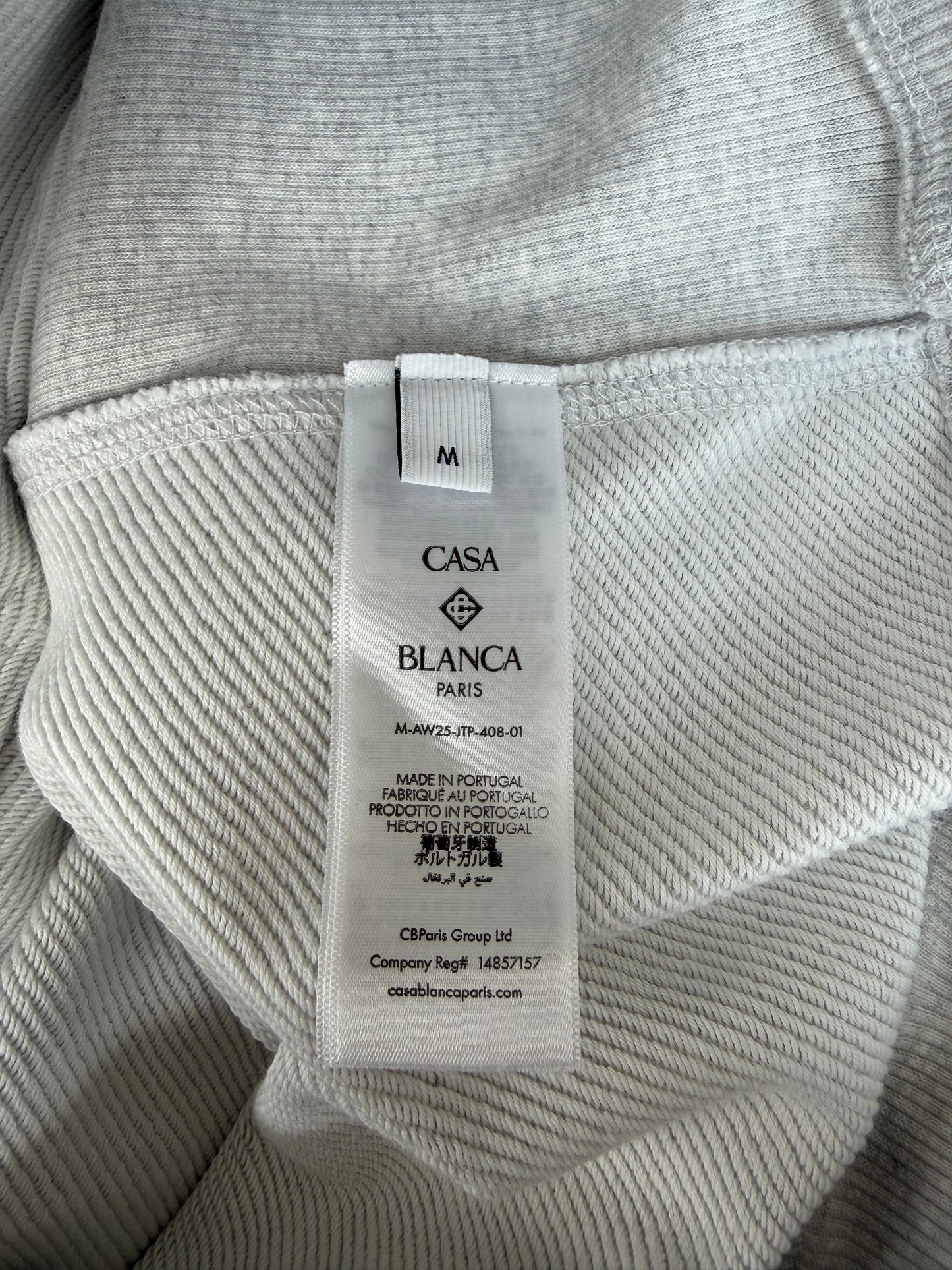 Casablanca Grey Embroidered Logo Zip Up Hoodie