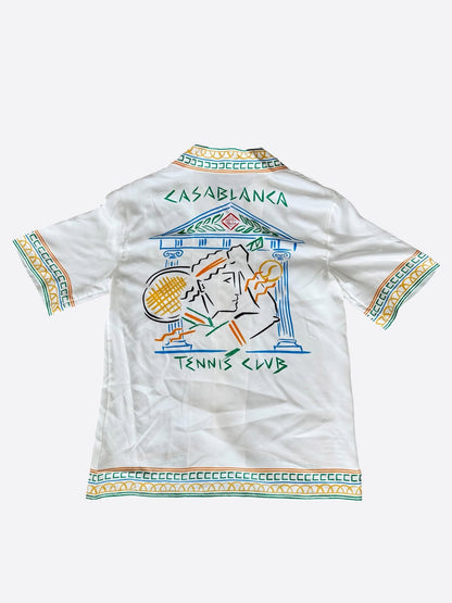Casablanca White & Multicolor Temple Tennis Club Silk Button Up Shirt