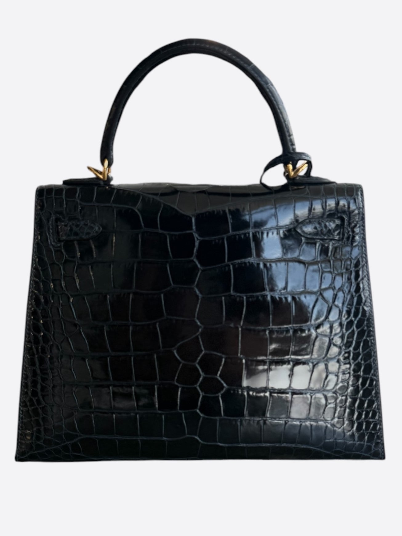 Hermes Bleu Marine & Gold Hardware Alligator Sellier Kelly 25