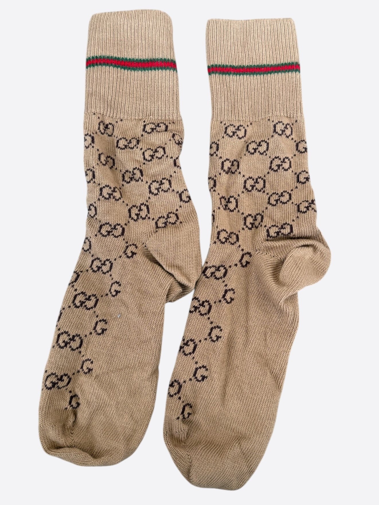 Gucci Broown GG Monogram Striped Socks