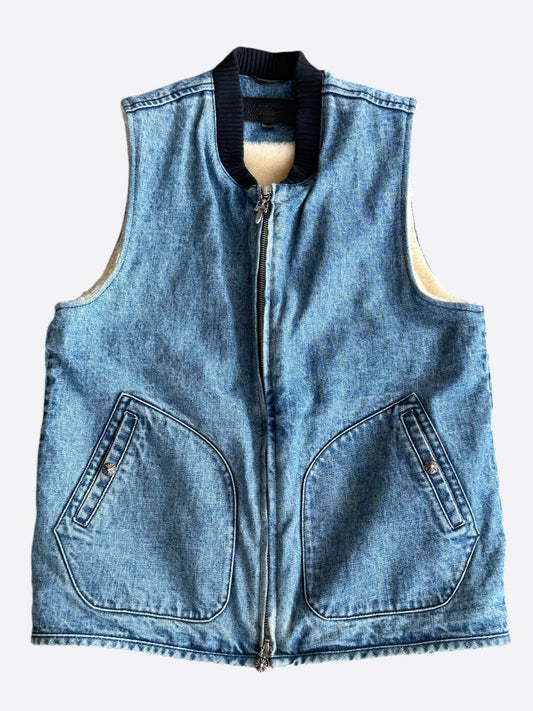 Chrome Hearts Blue Denim Shearling Vest