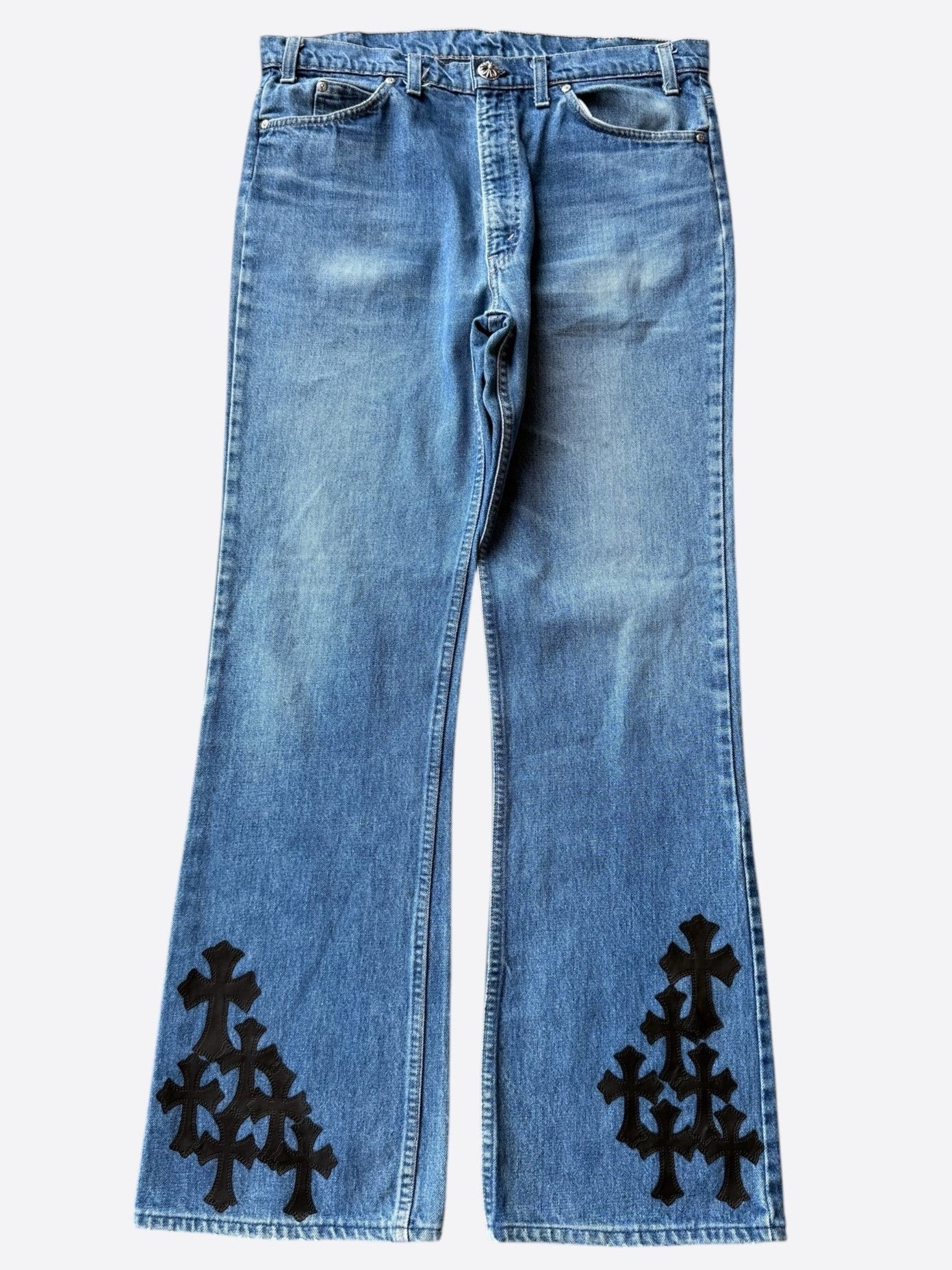 Chrome Hearts Levis Blue & Black Cross Patch Jeans