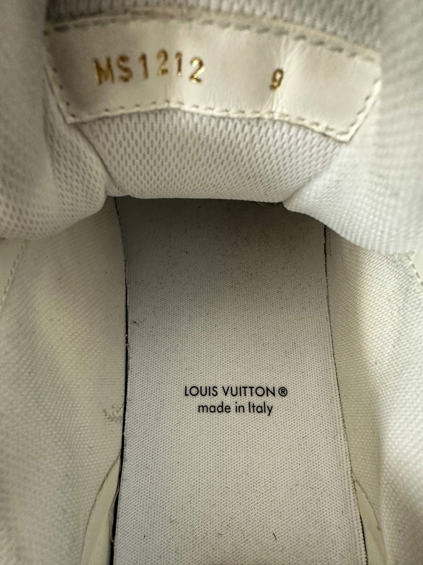 Louis Vuitton Trainer Black White Denim Monogram Embossed Leather