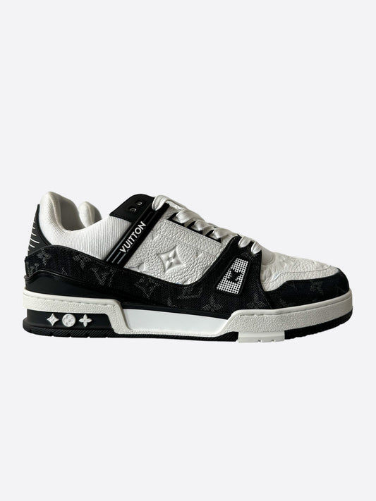 Louis Vuitton Black & White Denim Monogram Trainers