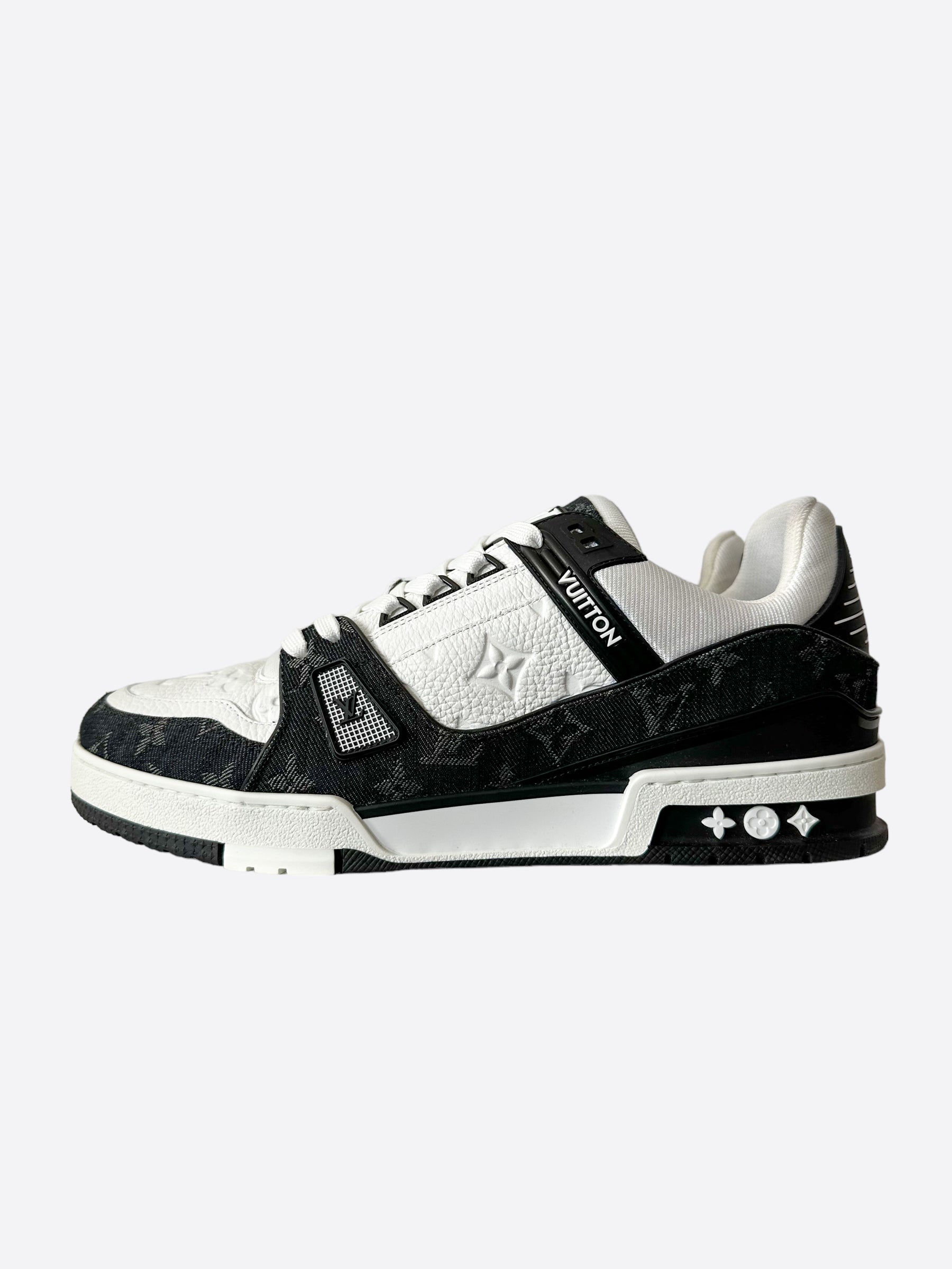 Louis Vuitton Black & White Denim Monogram Trainers – Savonches