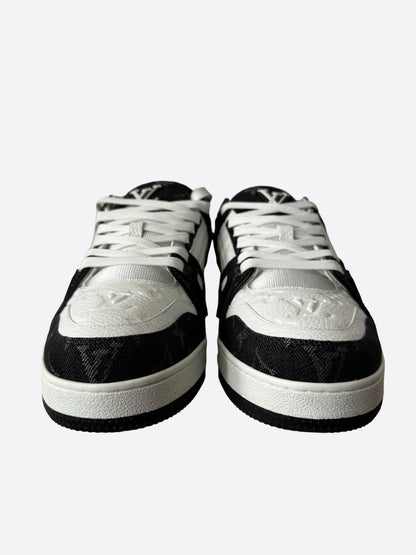 Louis Vuitton Black & White Denim Monogram Trainers