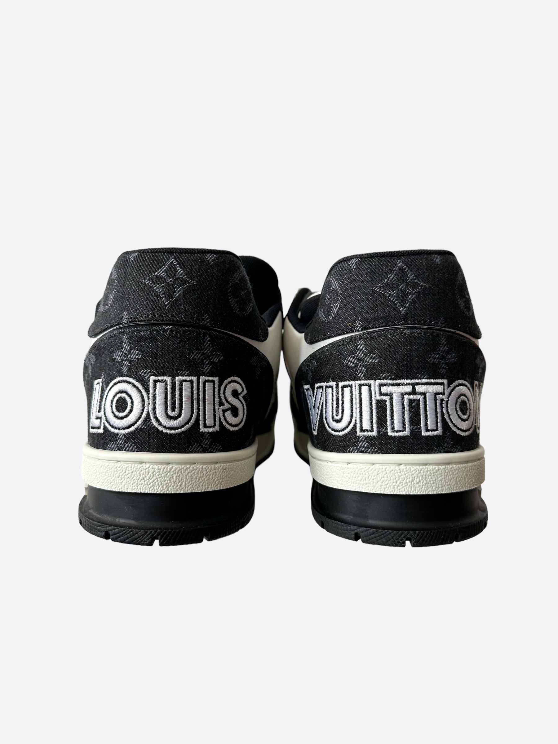 Louis Vuitton Black & White Denim Monogram Trainers – Savonches