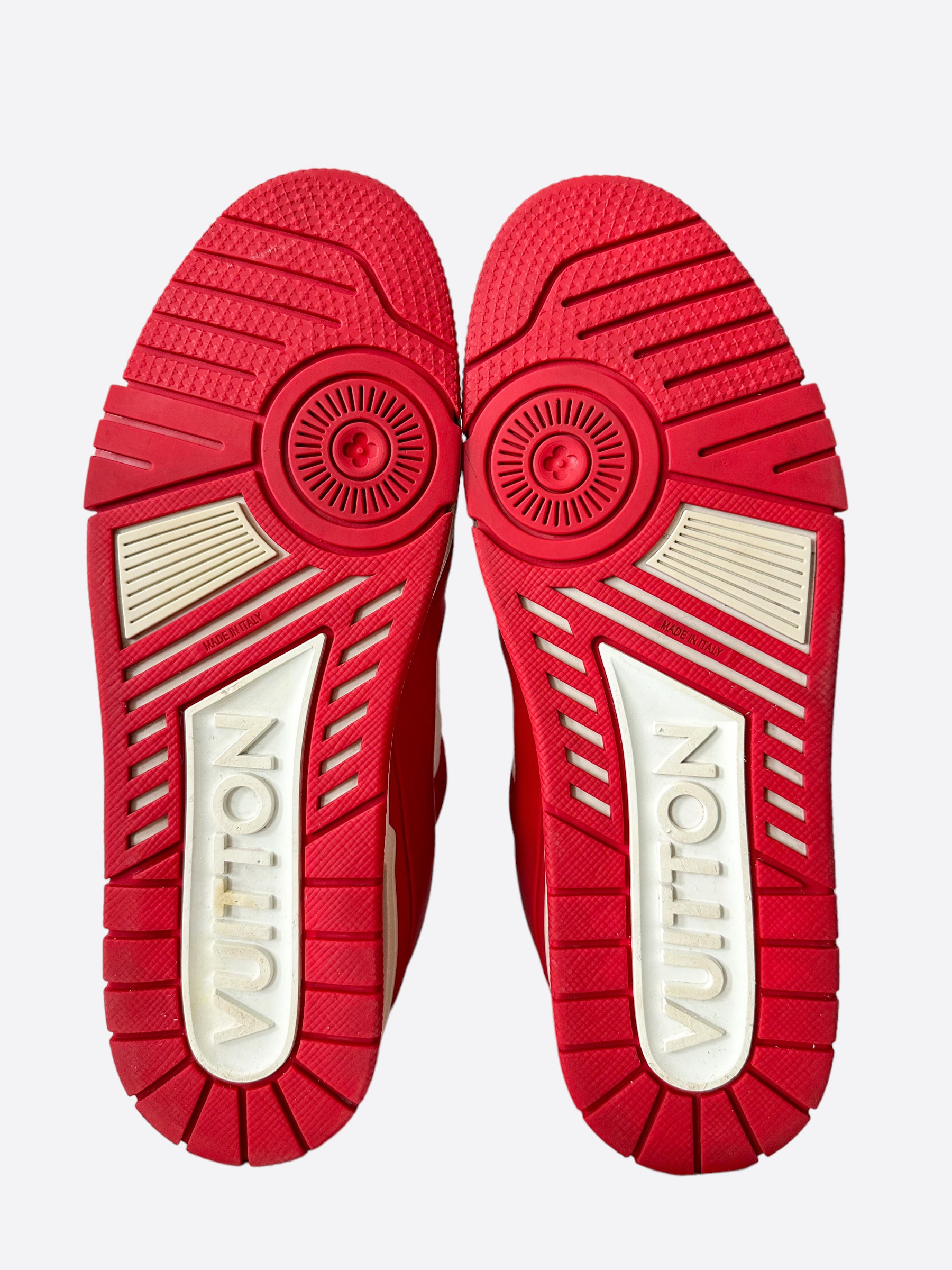 Louis Vuitton Product Red & White Monogram Trainers – Savonches