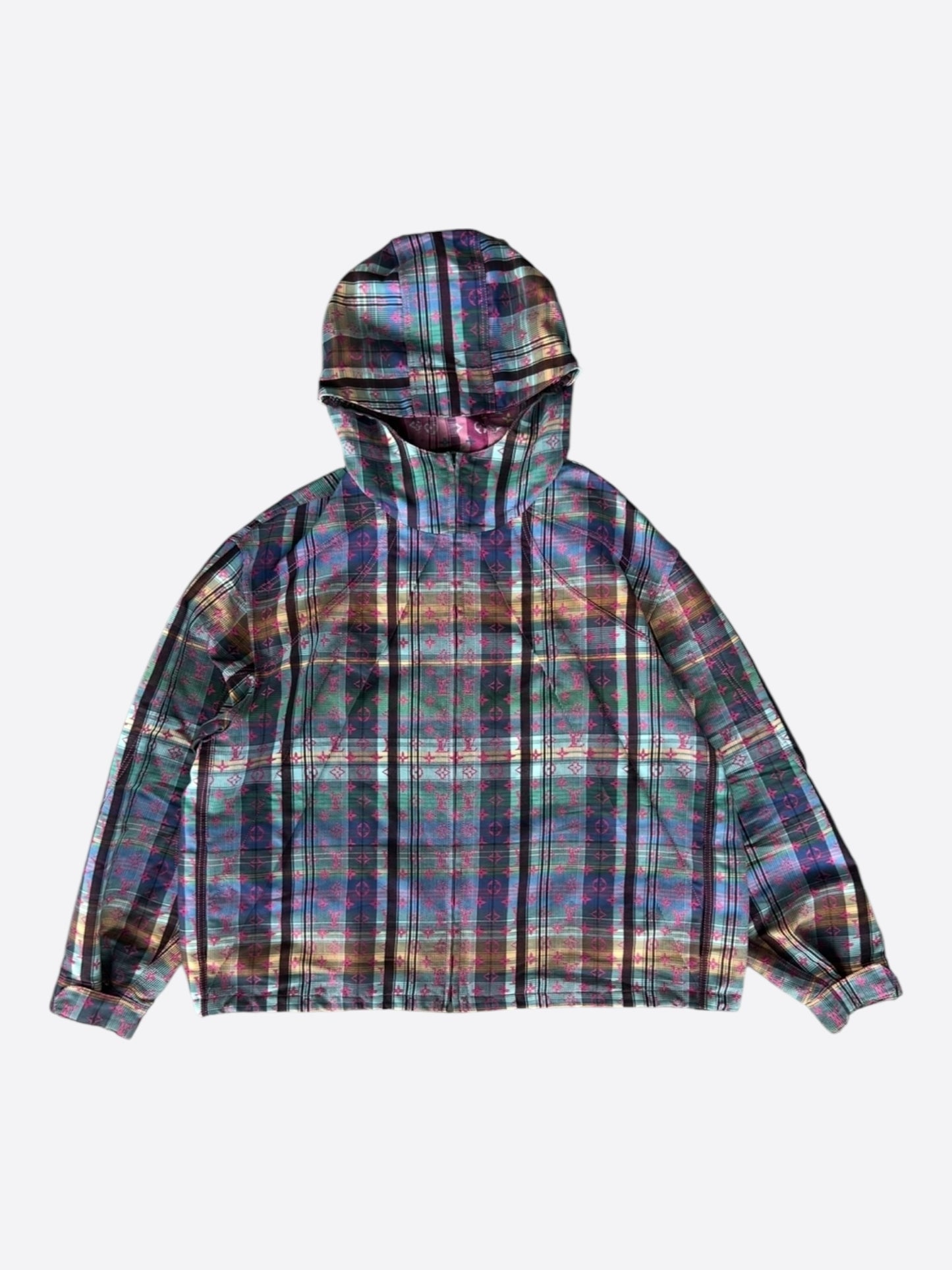 Louis Vuitton Multicolor Plaid & Pink Monogram Windbreaker