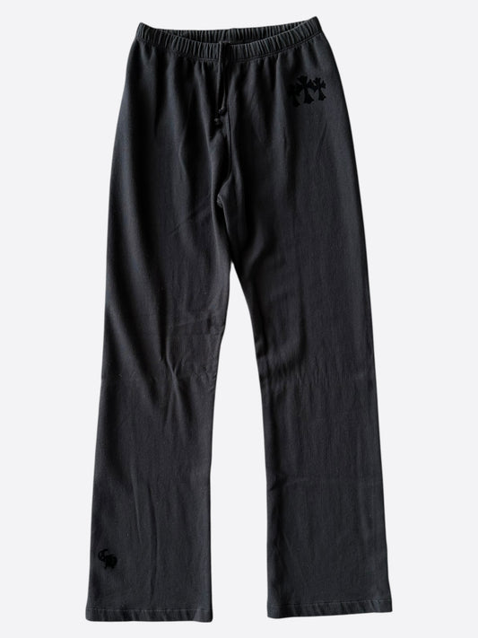 Chrome Hearts Black Velour Triple Cross Women's Sweatpants