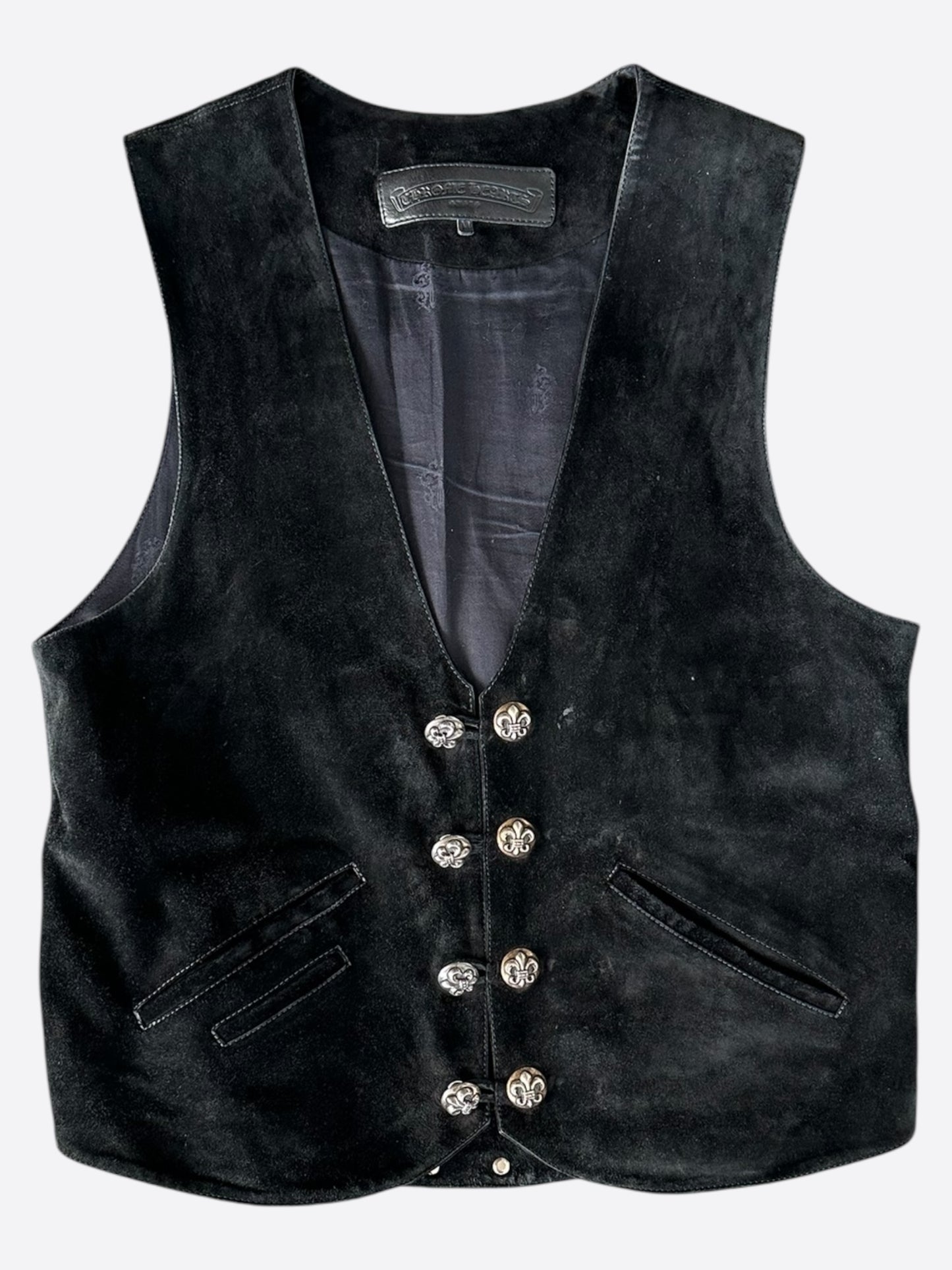 Chrome Hearts Black Suede Fleur Vest