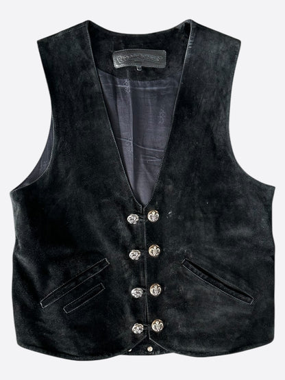 Chrome Hearts Black Suede Fleur Vest