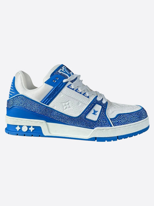 Louis Vuitton Swarovski Blue & White Monogram Trainers
