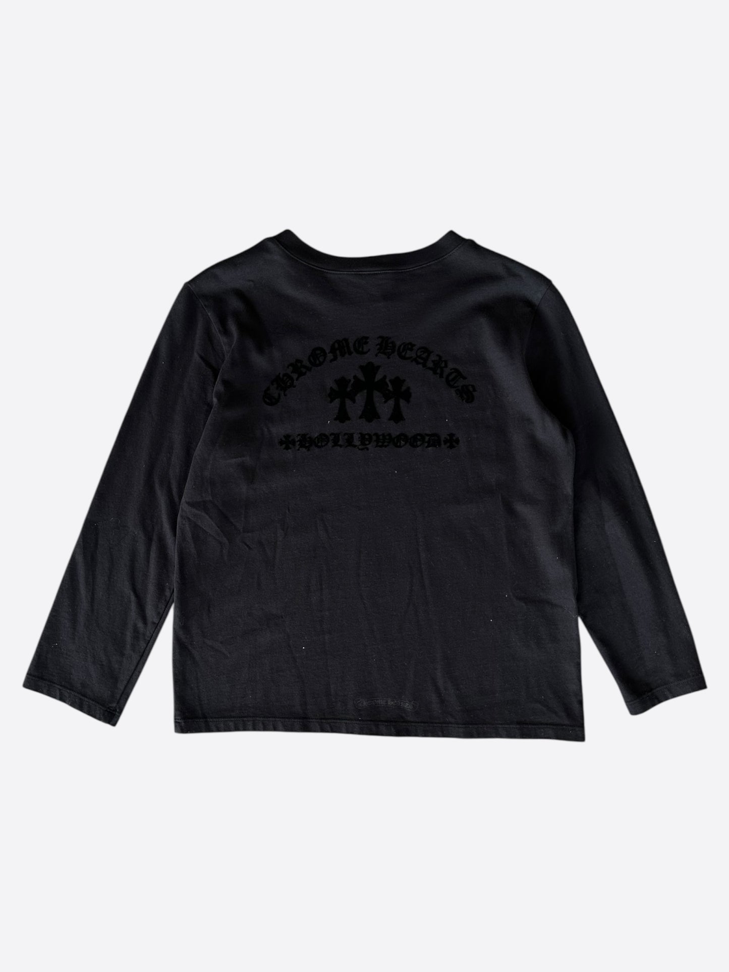 Chrome Hearts Black Velour Triple Cross Women's Longsleeve T-Shirt