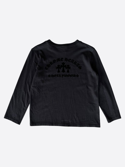 Chrome Hearts Black Velour Triple Cross Women's Longsleeve T-Shirt