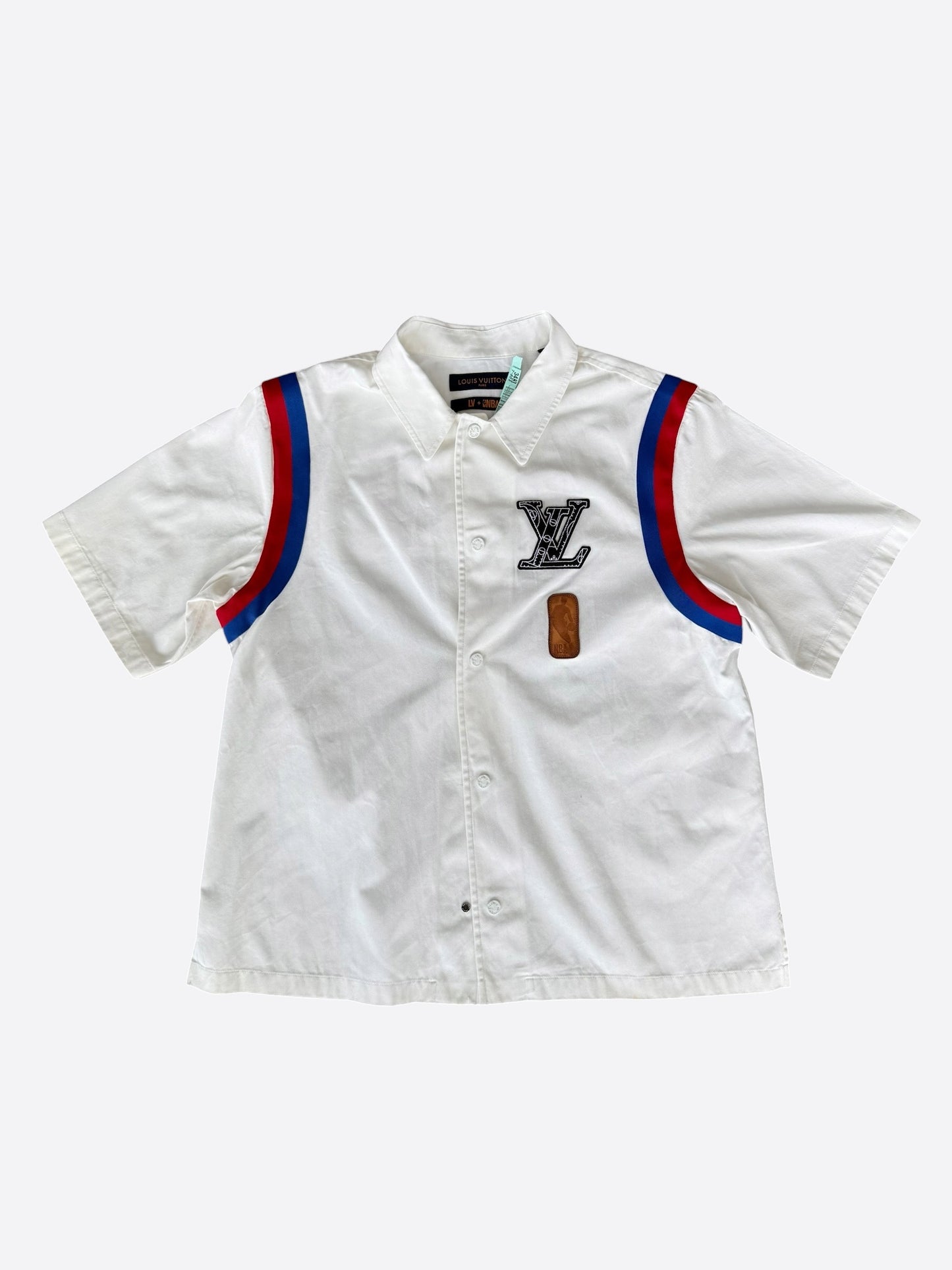 Louis Vuitton NBA White Multicolor Logo Button Up Shirt