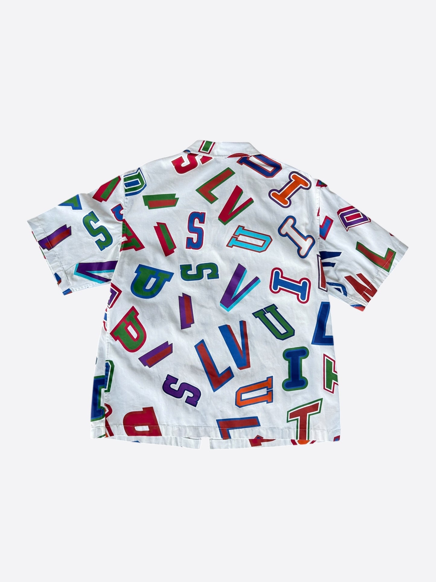 Louis Vuitton NBA White Multicolor Letters Button Up Shirt