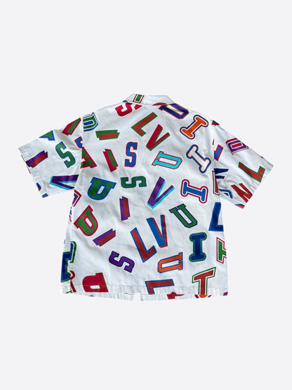 Louis Vuitton NBA White Multicolor Letters Button Up Shirt