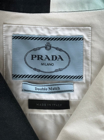 Prada White Flames Split Button Up Shirt