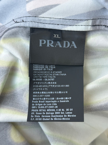Prada White Flames Split Button Up Shirt