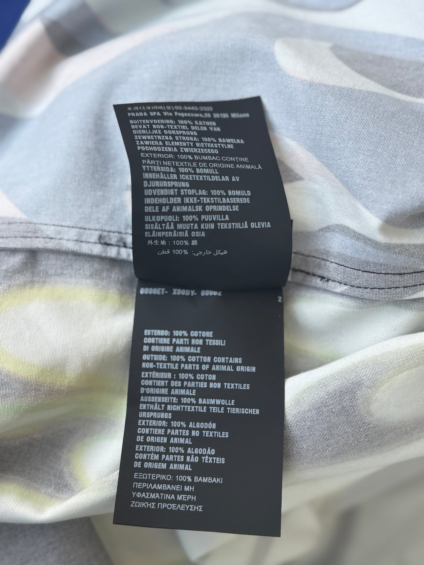 Prada White Flames Split Button Up Shirt