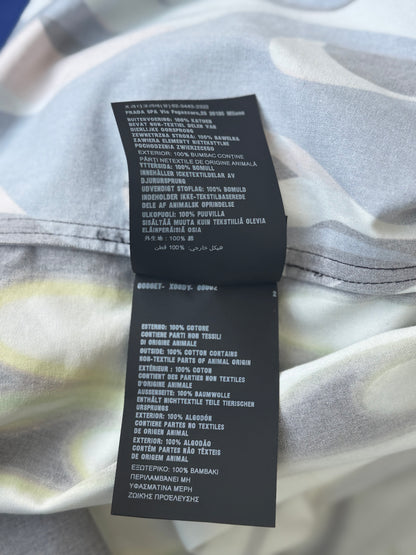 Prada White Flames Split Button Up Shirt