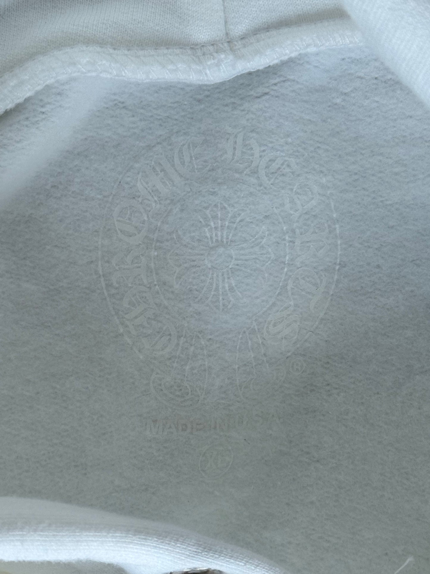 Chrome Hearts White & Silver Foil Script Logo Hoodie