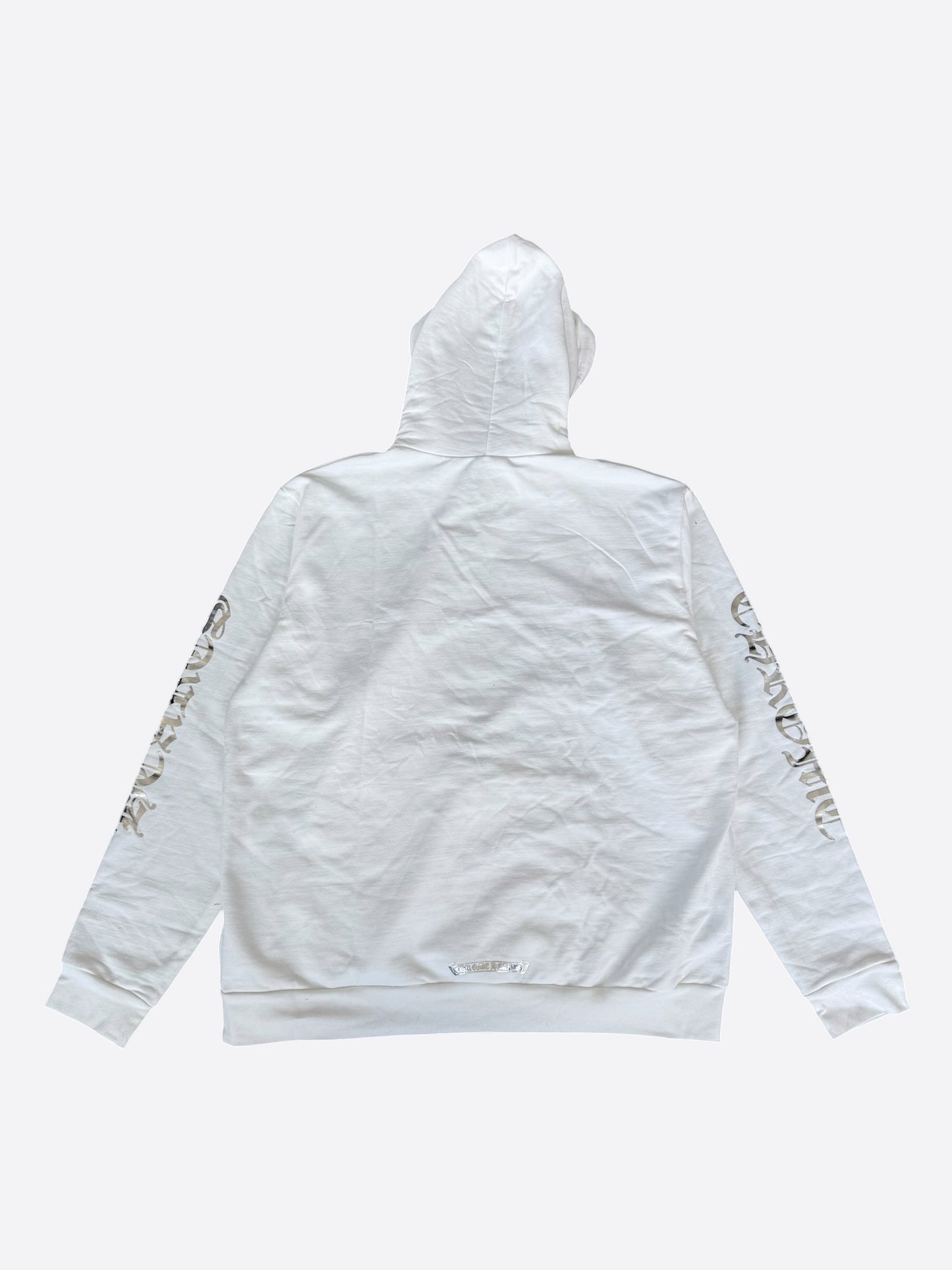 Chrome Hearts White & Silver Foil Script Logo Hoodie